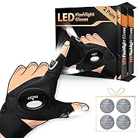 2Pack LED Flashlight Gloves Gifts for Men on Fathers Day, Gifts for Dad Husband Boyfriend Papa Him, Hands-free Lights for Repairing Fishing Camping, Stocking Stuffers Christmas Birthday Gift Idea