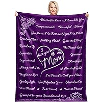 Mother’s Day Gifts for Mom, Mom Gifts, Mom Blanket from Daughter, Gifts for Anniversary Mom Birthday Gifts, I Love You Mom Blanket, Throw Blanket 65