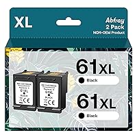 61XL Black Ink Cartridge High Yield Compatible for HP 61 XL Ink Work with HP Envy 4500 4502 5530 5535 5534 Officejet 4630 4635 Deskjet 1000 1010 1510 Printer Remanufactured (2 Pack)