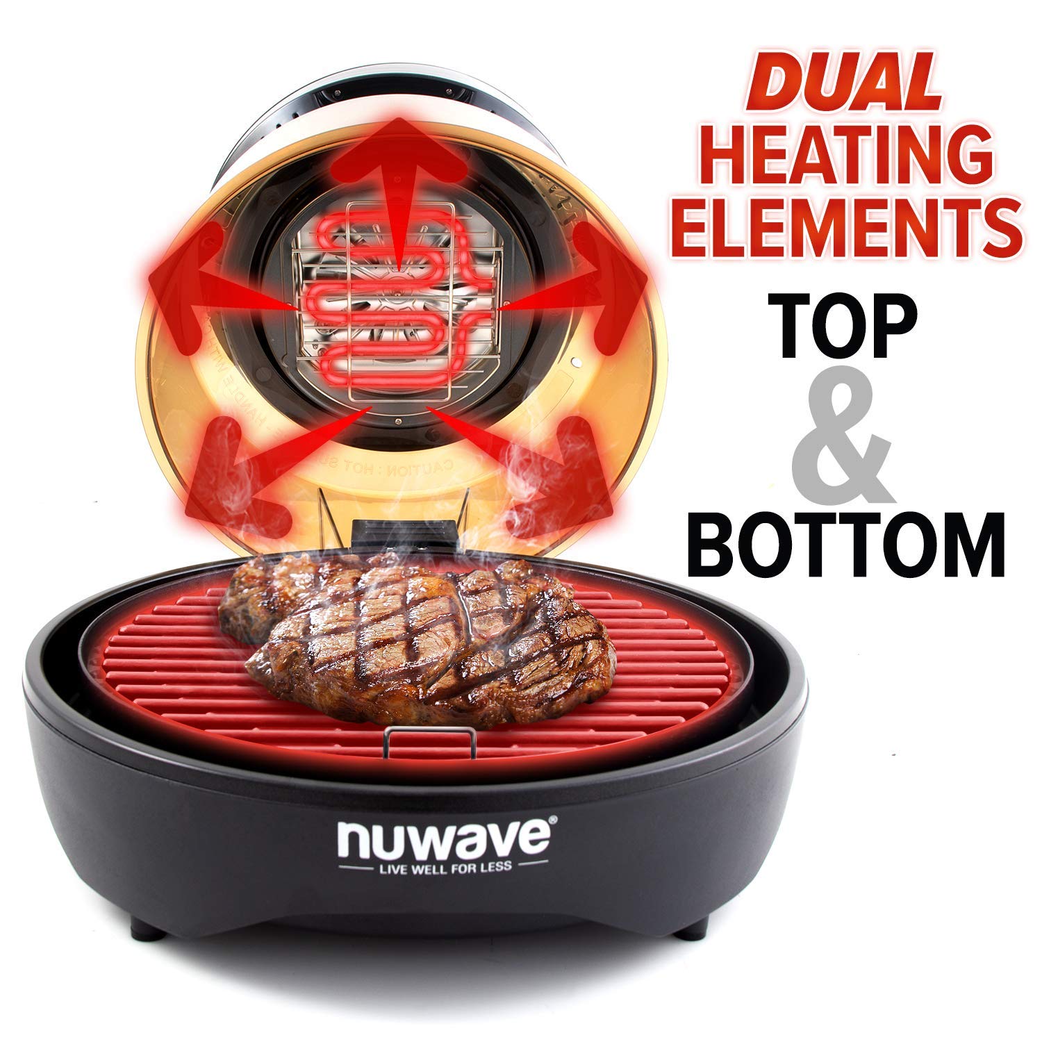 Nuwave Primo Grill Oven, New & Improved 2023, Countertop Toaster Oven Convection Top & Grill Bottom for Surround Cooking, Cook Frozen or Fresh, Smart Thermometer