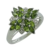 Carillon Stunning Chrome Diopside Marquise Shape 4x2MM Natural Earth Mined Gemstone 925 Sterling Silver Ring Wedding Jewelry for Women & Men