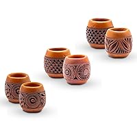 ECOGREEN® - Mexican Tequila Black Clay Glasses, Set of 6 shots Black Clay Glasses for mixed drinks, cocktails, Juices and more.