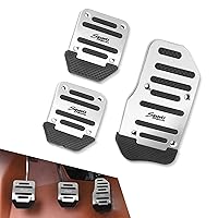 3 PCS Nonslip Car Pedal Pads, Manual Transmission Brake Pad Cover, Sports Fuel Petrol Clutch Foot Pedals, Car Replacement Accessories Universal for Car, SUV, ATV (Silver)