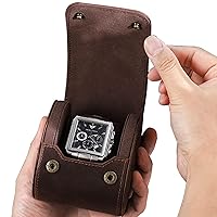 Leather Watch Box Business Travel Case Watch Storage and Display Case for Men Women Portable Travel Jewelry Leather Watches Storage Case (Coffee, for 1 Piece Watch)