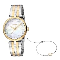 Esprit Women's Pearl Dial Quartz Analog Watch, Gold/Silver, ES1L296M0115SET, Gold/Silver, Bracelet, Gold/Silver, Bracelet