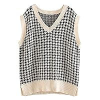 RMXEi Women's Casual V-Neck Pullover Shirt Collision Color Sleeveless Sweater Vest