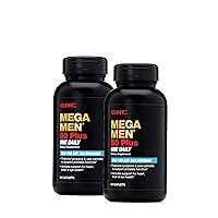 GNC Mega Men 50 Plus One Daily Multivitamin, Twin Pack, 60 Caplets per Bottle, Supports Heart, Brain and Eye Health
