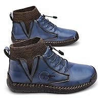 Sock Shoes Men's Casual Chukka Boots Comfortable Leather Oxford Boots for Men (Color : Blue, Size : 6.5)