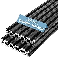 10pcs V Slot 2020 Aluminum Extrusion European Standard 800mm Length Anodized Linear Rail for 3D Printer Engraving Machine Workbench DIY (Black)
