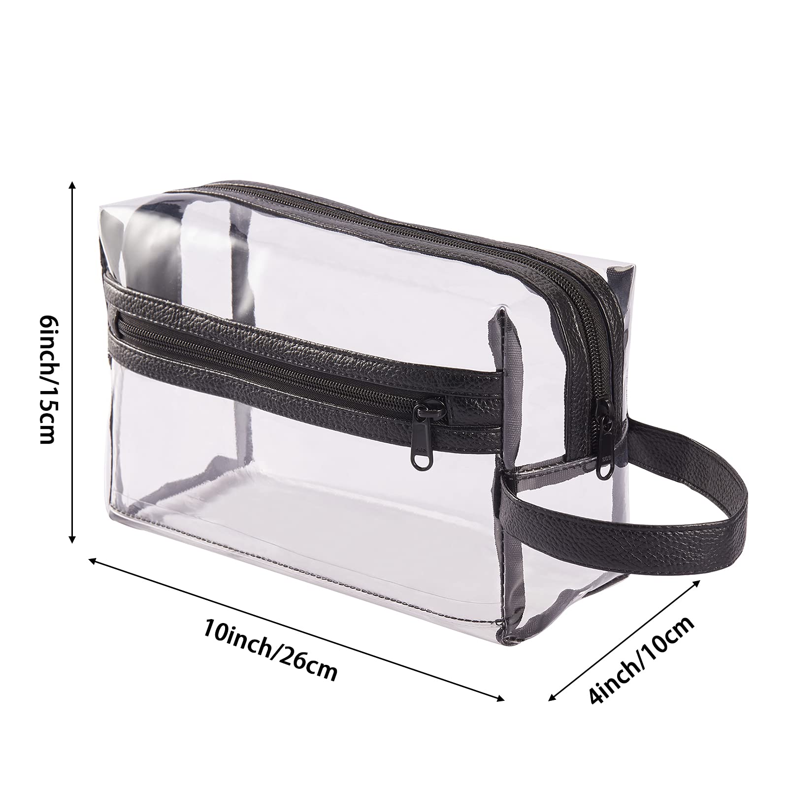 Heavy Duty Clear Travel Toiletry Makeup Bags Transparent Shaving Bag Water Resistant Cosmetic Bag Organizer Pouch with Zipper and Handle