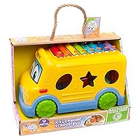 Roo Crew: Xylophone School Bus - 9 Piece Shape & Sort, Color & Sounds Educational Toy, Music, Preschool, Toddlers & Kids Ages 2+