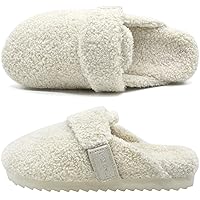 ONCAI Women's Slippers,Cute Sherpa Faux Fur Scuff Slip on House Slippers with Polar Fleece Lining Garden Clogs Memory Foam Footbed and Indoor/Outdoor Rubber Hard Soless (US Size 6-11)