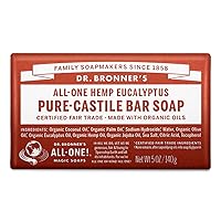 Dr. Bronner's - Pure-Castile Bar Soap (Eucalyptus, 5 ounce) - Made with Organic Oils, For Face, Body and Hair, Gentle and Moisturizing, Biodegradable, Vegan, Cruelty-free, Non-GMO