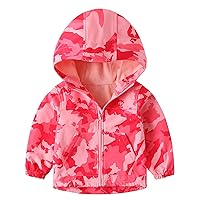 Happy Cherry Toddler Baby Boy Girl Printed Fleece Lined Jackets Waterproof Softshell Hooded Windbreaker Coat for Spring Fall