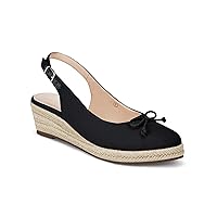 Coutgo Womens Closed Toe Espadrilles Wedges Shoes Platform Slingback Mid Low Heel Canvas Bow Dress Sandals