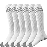 juDanzy 3 Pairs of Knee High Boys or Girls Stripe Team Tube Socks for Soccer, Basketball, baseball and Everyday Wear
