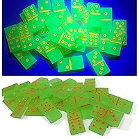Handmade Resin Art Glow in The Dark Green with Orange Dots Dominoes Set, Domino Double 6 Set, Dominoes Double 6 Set, Custom, Personalized, Gift, Games, Toys