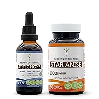 Artichoke USDA Organic and Star Anise Capsules (2 pcs.) | Alcohol-Free Organic Artichoke (Cynara scolymus) Dried Leaf 2 oz and 1000 mg Star Anise (Illicium verum) Dried Seed (60 Capsules)