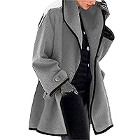 Women's Shawl Collar Wool Blend Coat Overcoat Lapel Collar Trench Coats Mid Long Single Breasted Jacket Outerwear