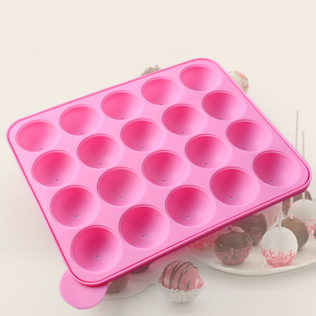 Tosnail 2 Pack of 20-Cavity Silicone Cake Pop Mold - Great for Hard Candy, Lollipop and Party Cupcake