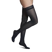 SIGVARIS Women’s Style Soft Opaque 840 Closed Toe Thigh-Highs w/Grip Top 15-20mmHg - Black - Medium Long