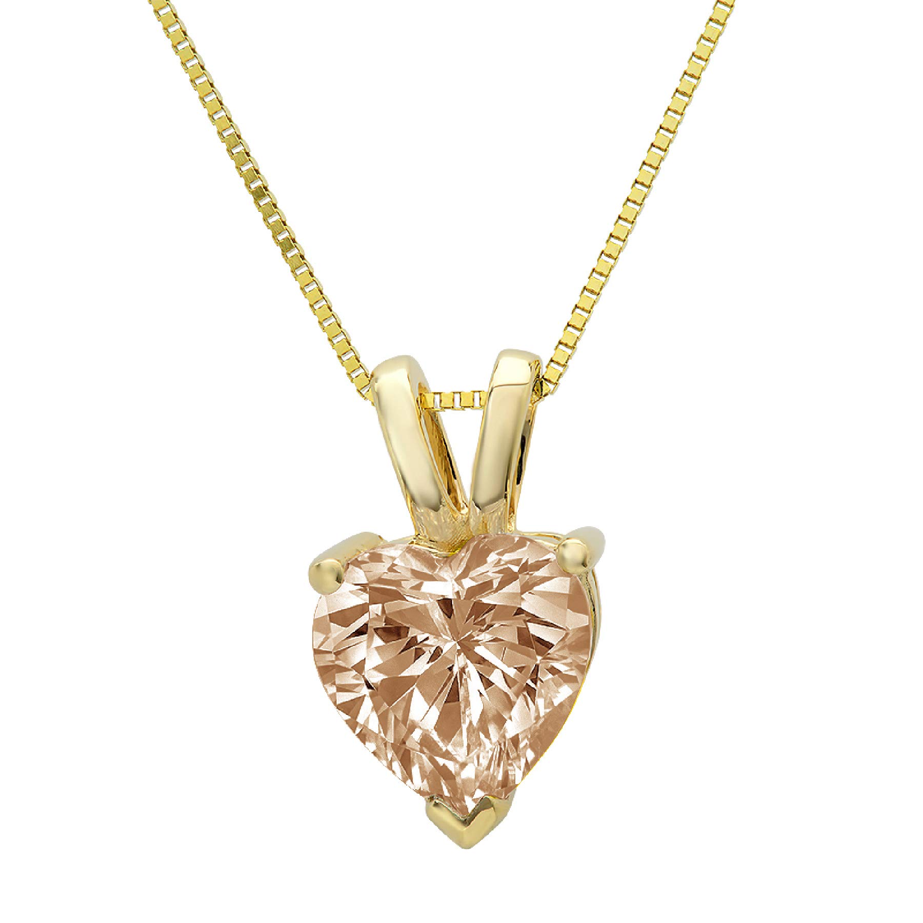 2.0 ct Brilliant Heart Cut Fine Pendant Brown Champagne Simulated Diamond CZ Gem Ideal VVS1 Solitaire Pendant Necklace With 18