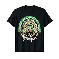 One Lucky Teacher Rainbow Leopard St Patrick’s Day 2023 T-Shirt