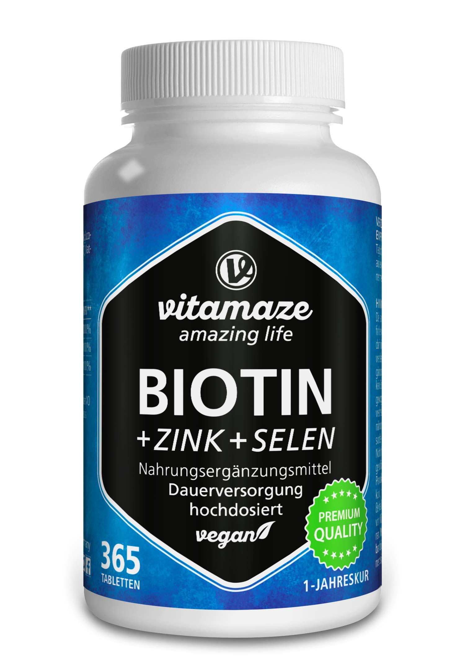 Mua Biotin High Dose with Selenium and Zinc for Hair Growth, Skin and  Nails, 365 Vegan Tablets for 1 Year, Biotin High Dose 10,000 mcg, Made in  Germany trên Amazon Đức chính hãng 2023 | Giaonhan247