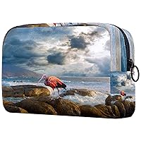 Seascape Landscape Coastline Rocks Ocean Ibis Cosmetic Travel Bag Large Capacity Reusable Makeup Pouch Toiletry Bag For Teen Girls Women 18.5x7.5x13cm/7.3x3x5.1in