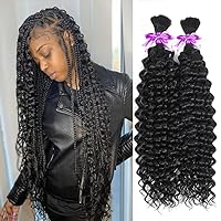 Human Braiding Hair for Boho Knotless Braids Bulk Curly Bundles Human Hair for Micro Braiding Wet and Wavy Water Wave No Weft Human Hair Extension for Box Boho Braids(20inch)