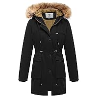 WenVen Women's Winter Thicken Fleece Jacket Fur Hooded Military Parka Coat