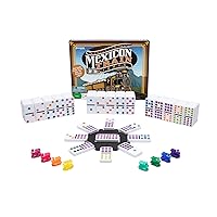 Mexican Train Dominoes - Beautiful Color Dot Double 12 Dominoes Set - Includes Train Markers and Hub by Pressman Multi Color, 5