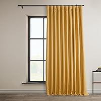 Faux Linen Room Darkening Curtains - 96 Inches Long Extra Wide Luxury Linen Curtains for Bedroom & Living Room (1 Panel), 100W X 96L, Dandelion Gold