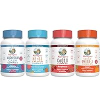 MaryRuth's Vitamin K2 D3 Calcium Gummies, Magnesium, CoQ10 Supplement, and Omega 3, 4-Pack Bundle for Bone Support, Calcium Absorption, Calm & Relaxation, Heart & Immune Support, and Overall Health