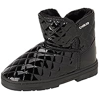 bebe Girls' Winter Boots - Quilted Patent Faux Shearling Booties - Water Resistant Mini Snow Boots for Girls (11-4)