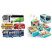 Geyiie Big School Bus Toys, Kids School Bus Toys with Music Preshool Leaning Toys