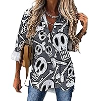 Novelty Womens Blouses V Neck Blouses Casual Long Sleeve Button Down Shirts Tops