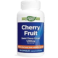 Nature's Way Cherry Fruit, Sweet Cherry Extract, Supports Antioxidant Pathways*, 1,000 mg Per Serving, 180 Capsules
