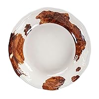 Paseo Road by HiEnd Accents Elsa 1 Piece Melamine Serving Bowl, Brown Cowhide Print, Western Rustic Cabin Lodge Farmhouse Style Dinnerware
