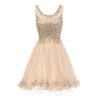 Sweet 16 Dresses Ball Gown Short Tulle Semi Formal Prom Dress Champagne,4