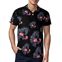 Boxing Black Horse Mens Polo Shirts Printed Short Sleeve Slim Fit Golf T Shirts Casual Collared Tee Top