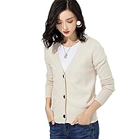 Andongnywell Women?s V Neck Button Down Cardigan Sweaters Long Sleeve Casual Cable Knit Cropped Cardigan Coats