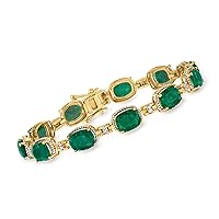 Ross-Simons 13.00 ct. t.w. Emerald and .21 ct. t.w. Diamond Bracelet in 18kt Gold Over Sterling