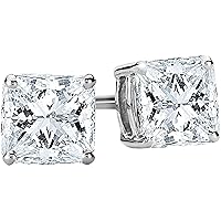 1.30Ct Princess Cut Lab Created Diamond14k White Gold Plated 925 Sterling Silver 4 Prong Screw Back Stud Earring