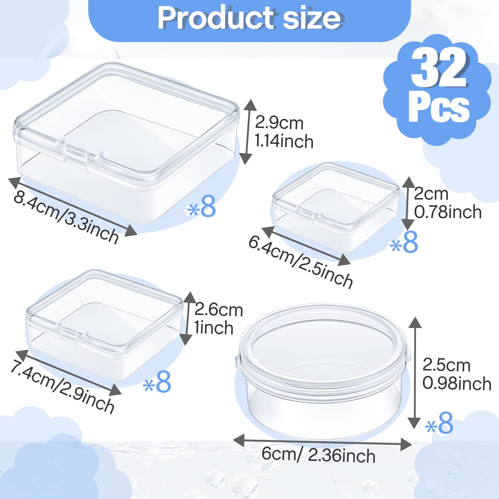 Mua 32 Pcs Mixed Sizes Clear Game Tokens Storage Containers Board