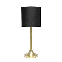 Simple Designs LT1076-GDB Tapered Fabric Drum Shade Table Lamp, Gold and Black, Gold/Black, 8 x 8 x 21