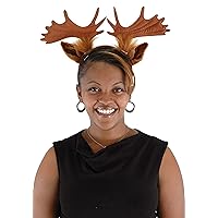 Moose Animal Ears and Antlers Costume Headband Standard Brown