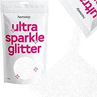 Hemway Premium Ultra Sparkle Glitter Multi Purpose Metallic Flake for Arts Crafts Nails Cosmetics Resin Festival Face Hair - White Iridescent - Fine (1/64