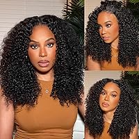 Beauty Forever Bye Bye Knots Pre Cut Lace Put on and Go Glueless Wig Human Hair Bleached Jerry Curly Wig 7x5 HD Lace Front Wigs Pre Plucked Beginners Wig for Women 150% Density Natural Color 20 Inch