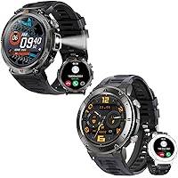 EIGIIS Military Smart Watch for Men with LED Flashlight 1.45” Rugged Waterproof Smart Watch + 1.32” Monitor Tactical Smartwatch